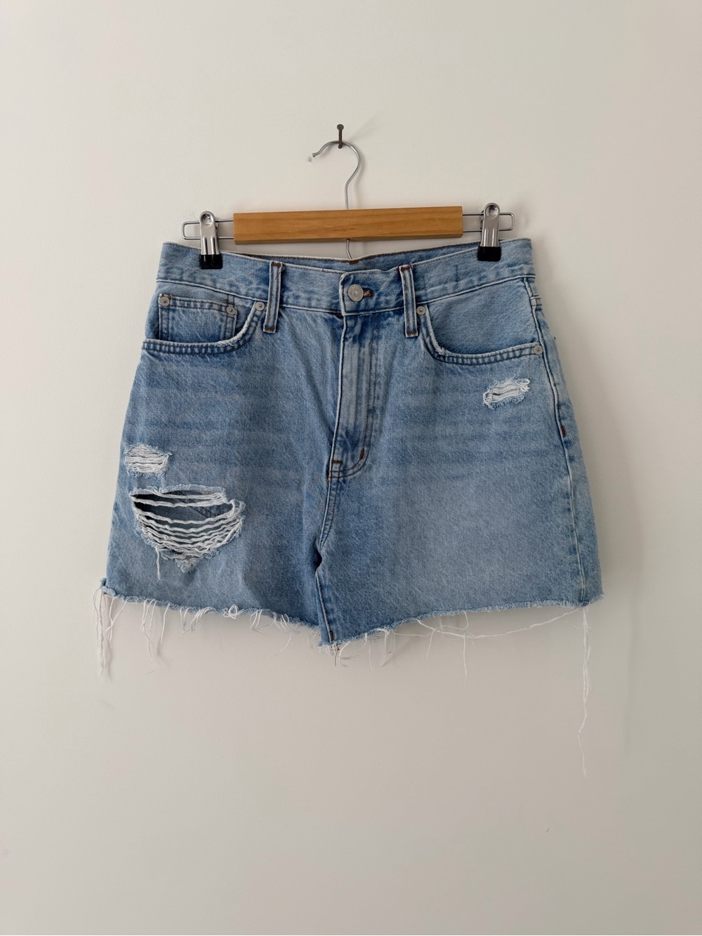 Madewell Mom Jean Distressed High-Rise Denim Shorts